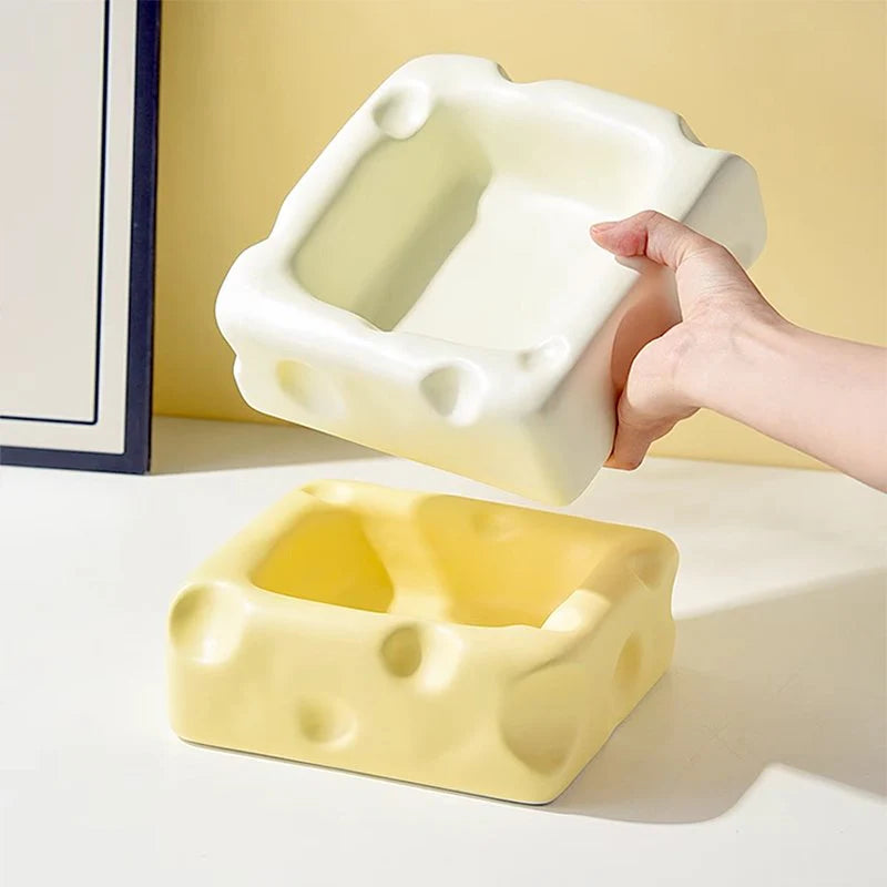 Cute Ceramic Pet Bowl with Cheese Shape